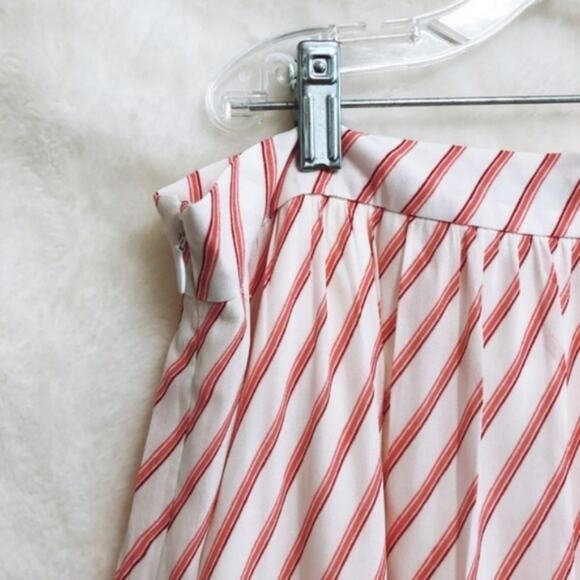 LOFT Pink and White Striped Ruffle Hem Skirt - Picture 6 of 8